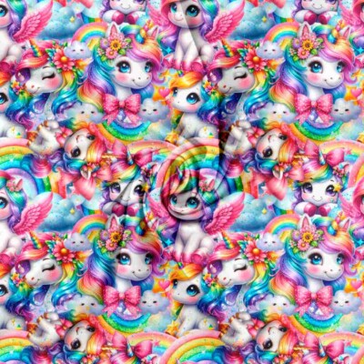Jersey print med søde glimtende enhjørninger - Billede 2