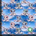 Jersey print med søde drager - blå