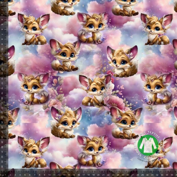 Jersey print med søde og romantiske ræve