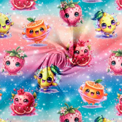 Jersey print med søde sommer frugter - pastel - Billede 2