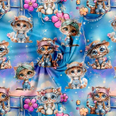 Jersey print med søde jeans katte - Billede 2