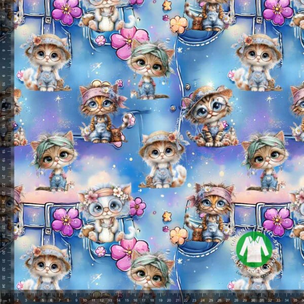 Cute overall cats_with_rulers Jersey print med søde jeans katte