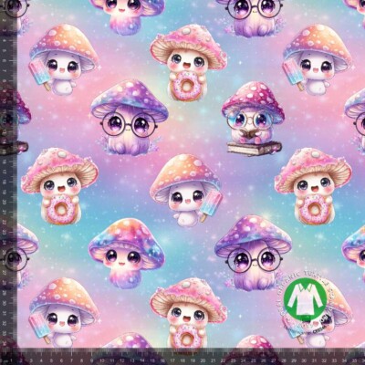 Jersey print med magiske svampe - pastel