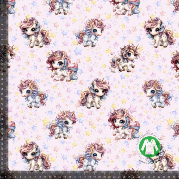 Jersey print med søde enhjørninger og stjerner - lyserød