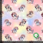 Jersey print med søde enhjørninger - pastel