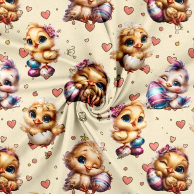 Jersey print med påskekyllinger - gul - Billede 2