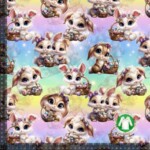 Jersey print med påskeharer - pastel