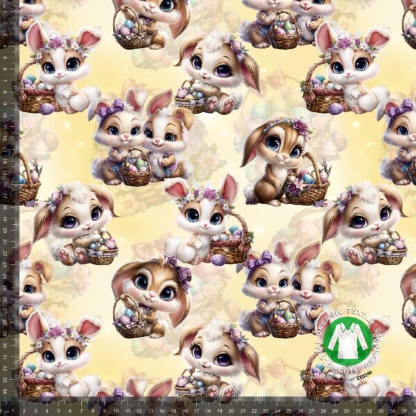 Easter bunny 3 - measurement Jersey print med påskeharer - pastel gul