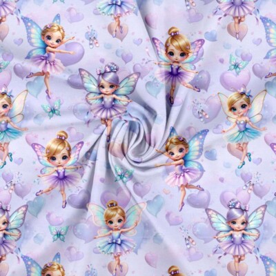 Jersey print med søde feer og hjerter - Billede 2