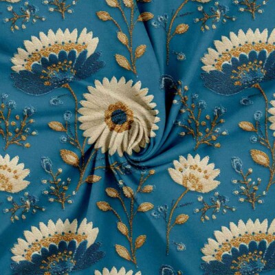 Jersey print med borderings blomster 3 - Billede 3