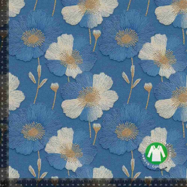 Jersey print med borderings blomster 2