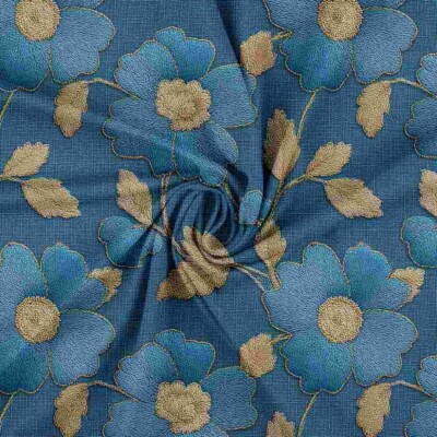 Jersey print med borderings blomster 1 - Billede 3