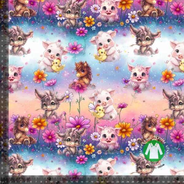 Jersey print med søde bondegårds dyr