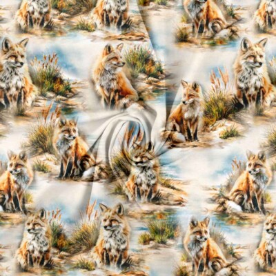 Jersey print med elegante akvarel ræve - Billede 2