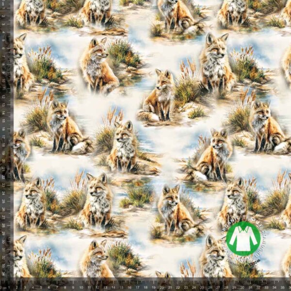 Jersey print med elegante akvarel ræve