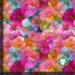 Jersey print med fadede og farverige blomster