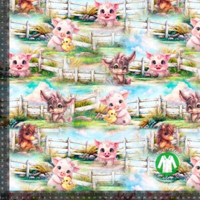 Jersey print med søde bondegårds dyr 2