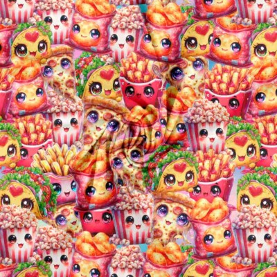 Jersey print med lækker mad - allover - Billede 2