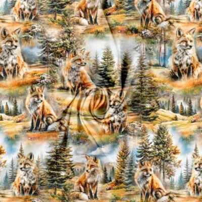 Jersey print med elegante akvarel ræve 2 - Billede 2