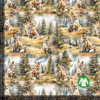 Jersey print med elegante akvarel ræve 2