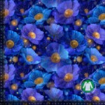 Jersey print med glimtende blå blomster 2