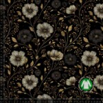 Jersey print med elegante guld blomster