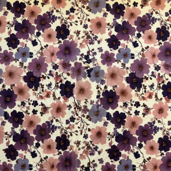 Jersey print med flotte dusede blomster