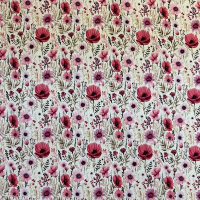 Beautiful flower print in light pink digital print jersey
