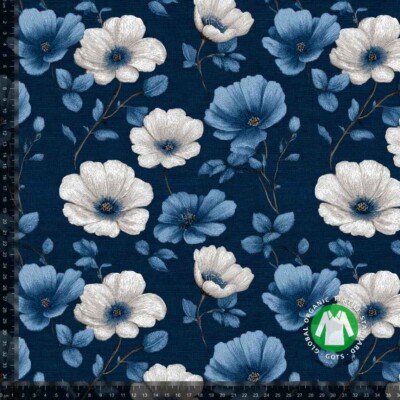 Jersey print med elegante jeans blomster