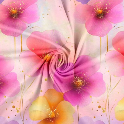 Jersey print med forårets blomster - Billede 2