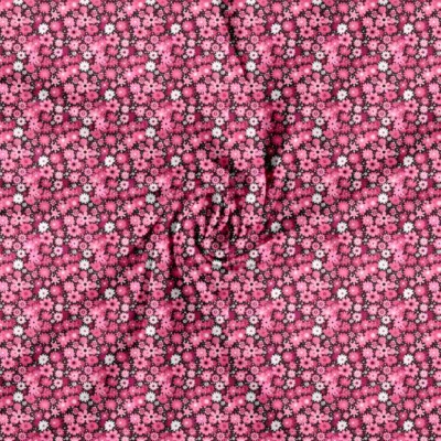 Jersey print med små forårs blomster - cerise - Billede 2