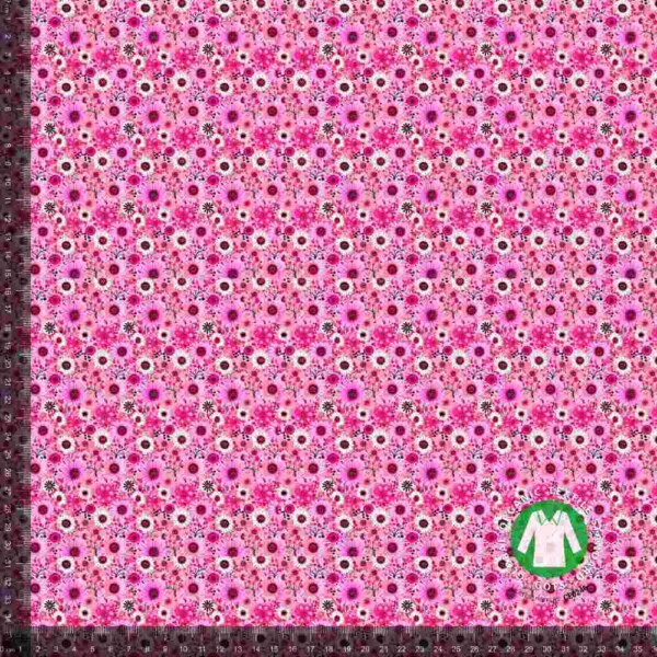 Pink Doodle Florals (5)_with_rulers Jersey print med små forårs blomster - pink
