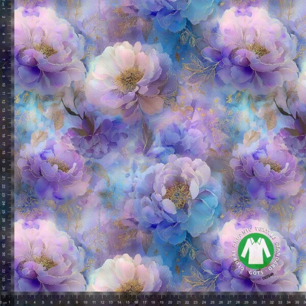 Purple gold flowers 2_with_rulers Jersey print med lilla guld-blomster