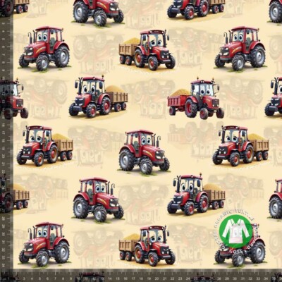 Jersey print med søde røde traktorer