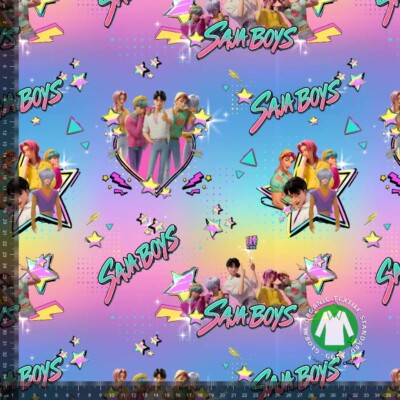 Jersey print med K-POP drenge - pastel