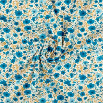 Jersey print med små forårs blomster - pastel - Billede 3