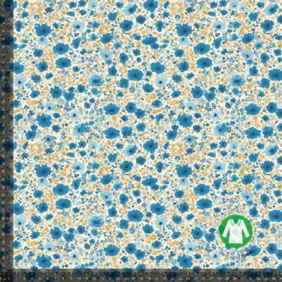 Jersey print med små forårs blomster - pastel