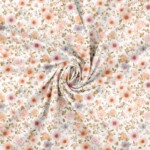Detail of pastel flower print on digital print jersey 200 g/m²