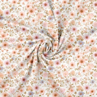 Jersey print med små forårs blomster - pastel 2 - Billede 3