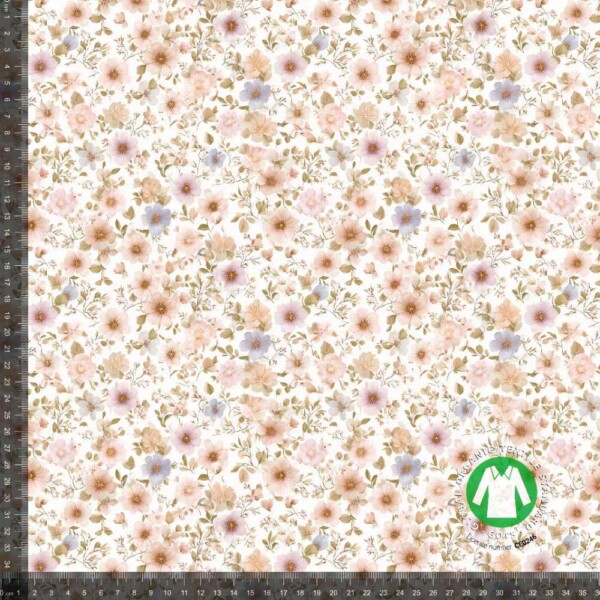 Jersey print med små forårs blomster - pastel 2