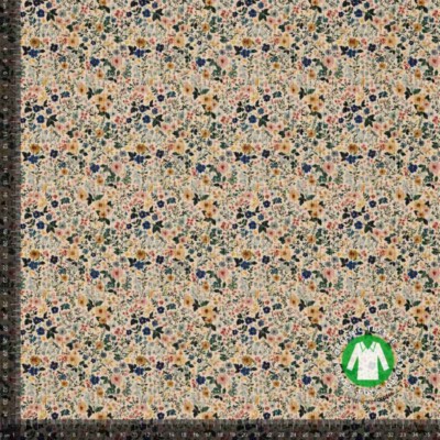 Rib trikoo painatus kauniilla pienillä kukkasilla - multi