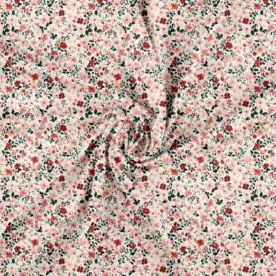 Jersey print med små forårs blomster - dusty rose - Billede 3