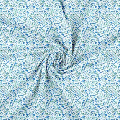 Jersey print med små forårs blomster - blå - Billede 3