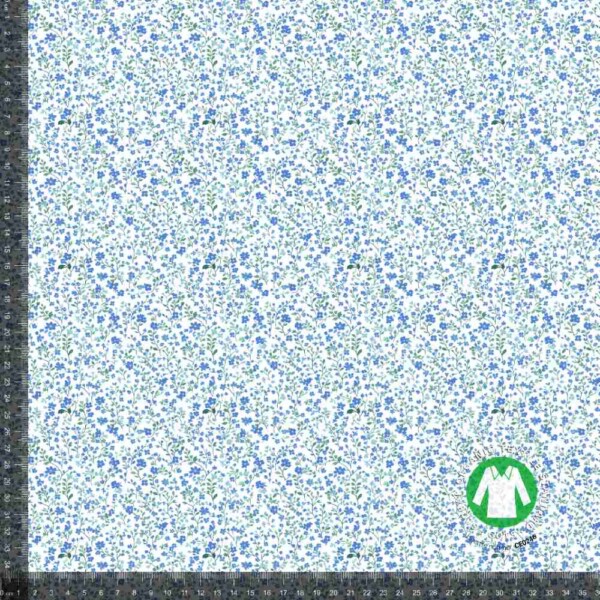 Jersey print med små forårs blomster - blå