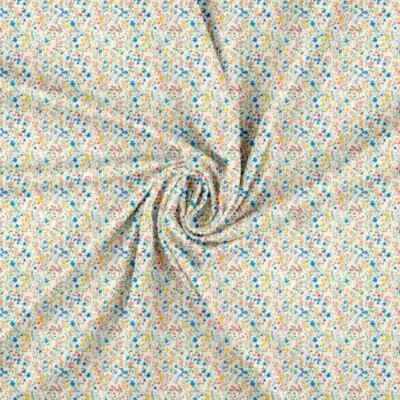 Jersey print med små forårs blomster - pastel - Billede 3
