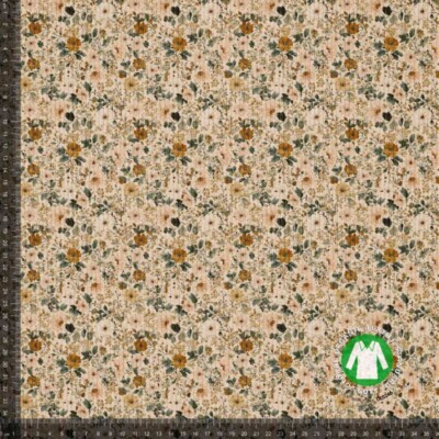 Rib trikoo painatus kauniilla pienillä kukkasilla - ruskea