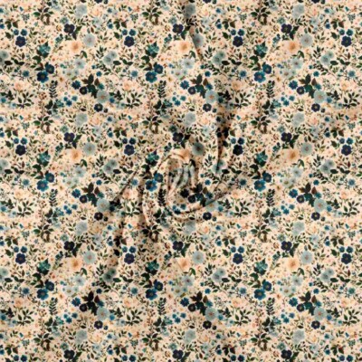 Jersey print med små forårs blomster - dusty green - Billede 3