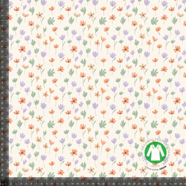 Jersey print med små forårs blomster