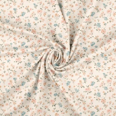 Jersey print med små minimalistiske blomster - Billede 3