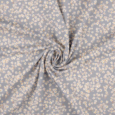 Jersey print med små blomster - blå / grå - Billede 2